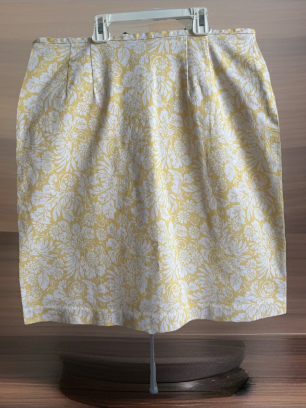 Vintage Y2K Ann Taylor Yellow and White Floral Pencil Skirt Cottagecore 8